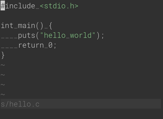 4-column Space indents, displayed visually with underscores